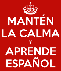 Keep calm and learn Spanish meme in Spanish